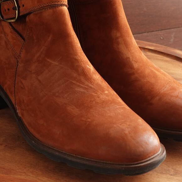 Paul Green Boots Womens SZ UK 6 US 8.5 Brown Denver Suede Ankle Zip Western Moto - Picture 4 of 16